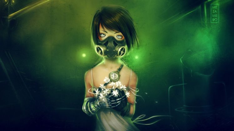 gas masks, Masks, Gasmasks, Gothic, Cyberpunk, Emo, Flowers, Style, Women, Females, Girls, Dark, Creepy, Anime, League of legends, League, Legends, Games, Video games, Fantasy, Sci fi HD Wallpaper Desktop Background