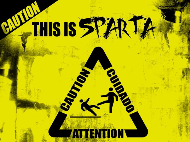 abstract, 300,  movie , Sparta, Signs, Caution HD Wallpaper Desktop Background