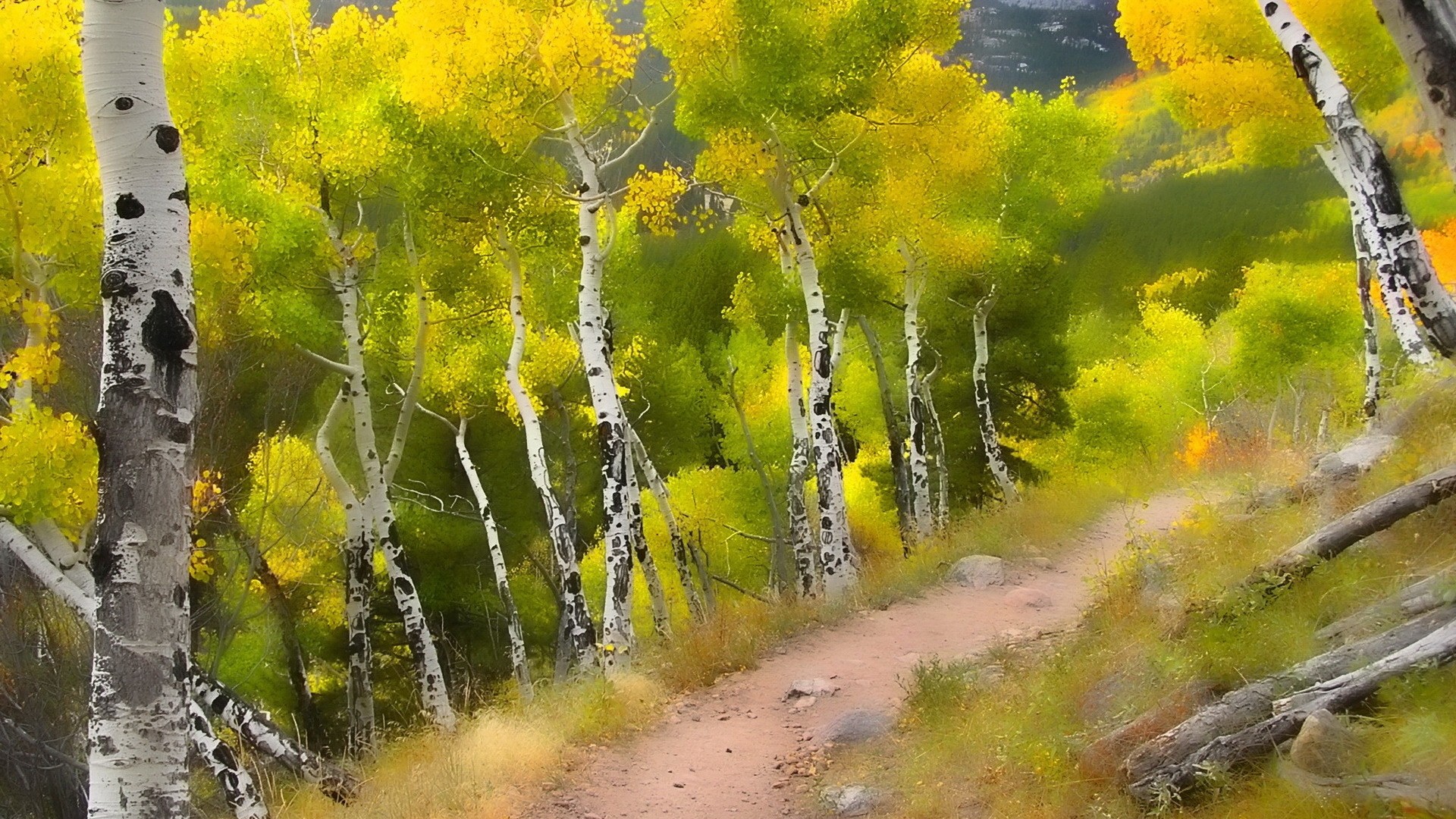 trees, Yellow Wallpaper