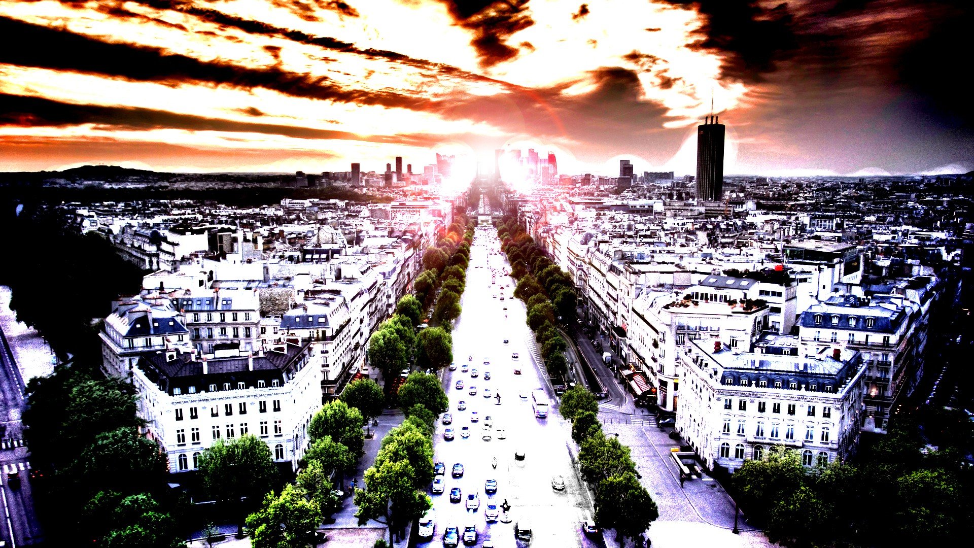 light, Cityscapes, Skylines, Forests, Lens, Flare Wallpaper