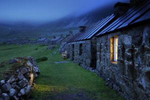 landscapes, Houses, Rocks, Mist, Scotland, Window, Panes, Stone, Houses