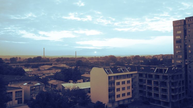 sunset, Blue, Buildings, Calm, Skies HD Wallpaper Desktop Background