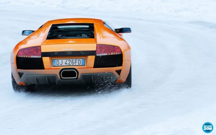 snow, Cars, Orange, Lamborghini, Murcielago, Lp640 HD Wallpaper Desktop Background
