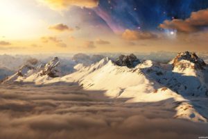 mountains, Clouds, Landscapes, Nature, Stars