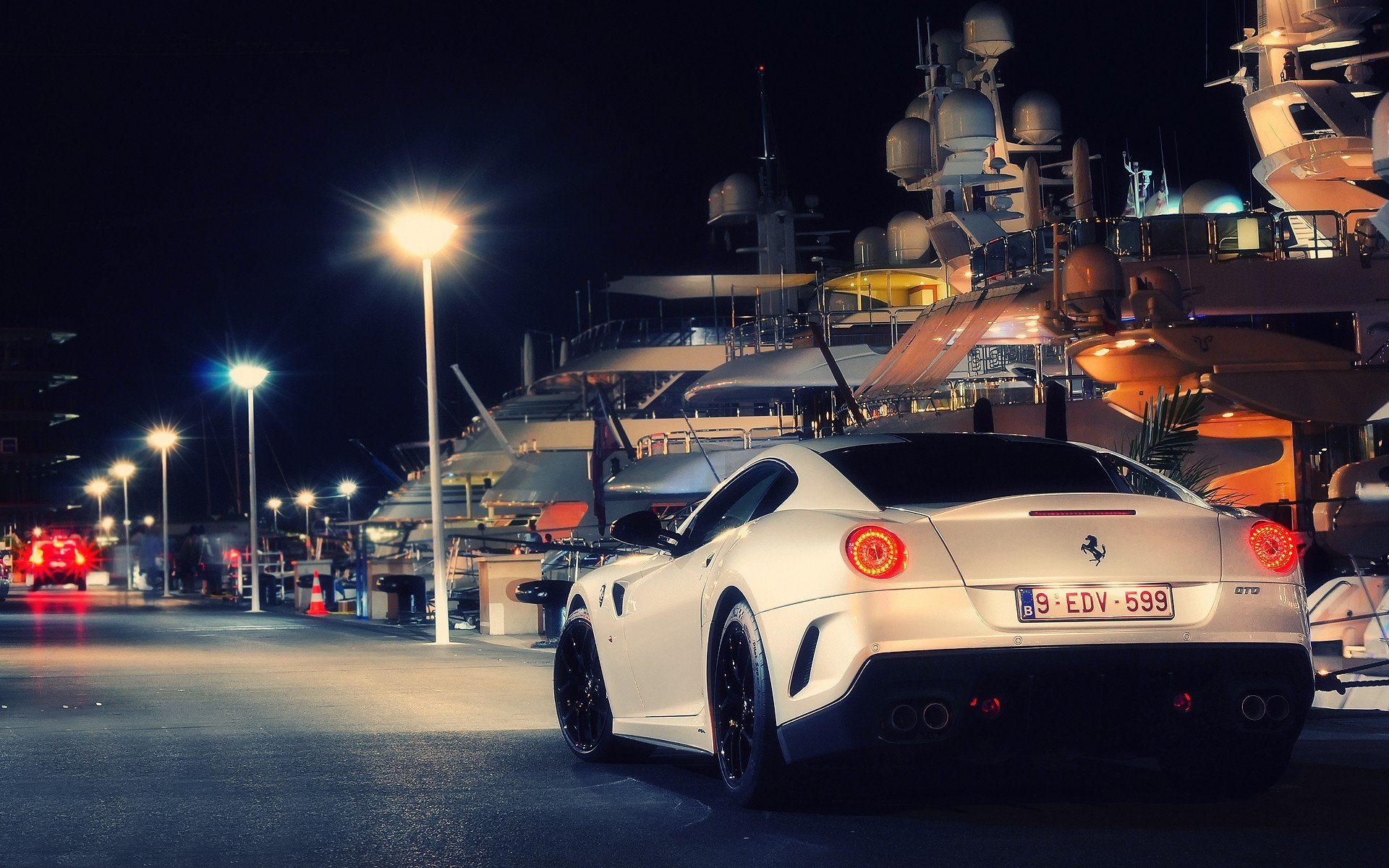 streets, Night, Cars, Ferrari, Ferrari, 599, Ferrari, 599, Gto Wallpaper