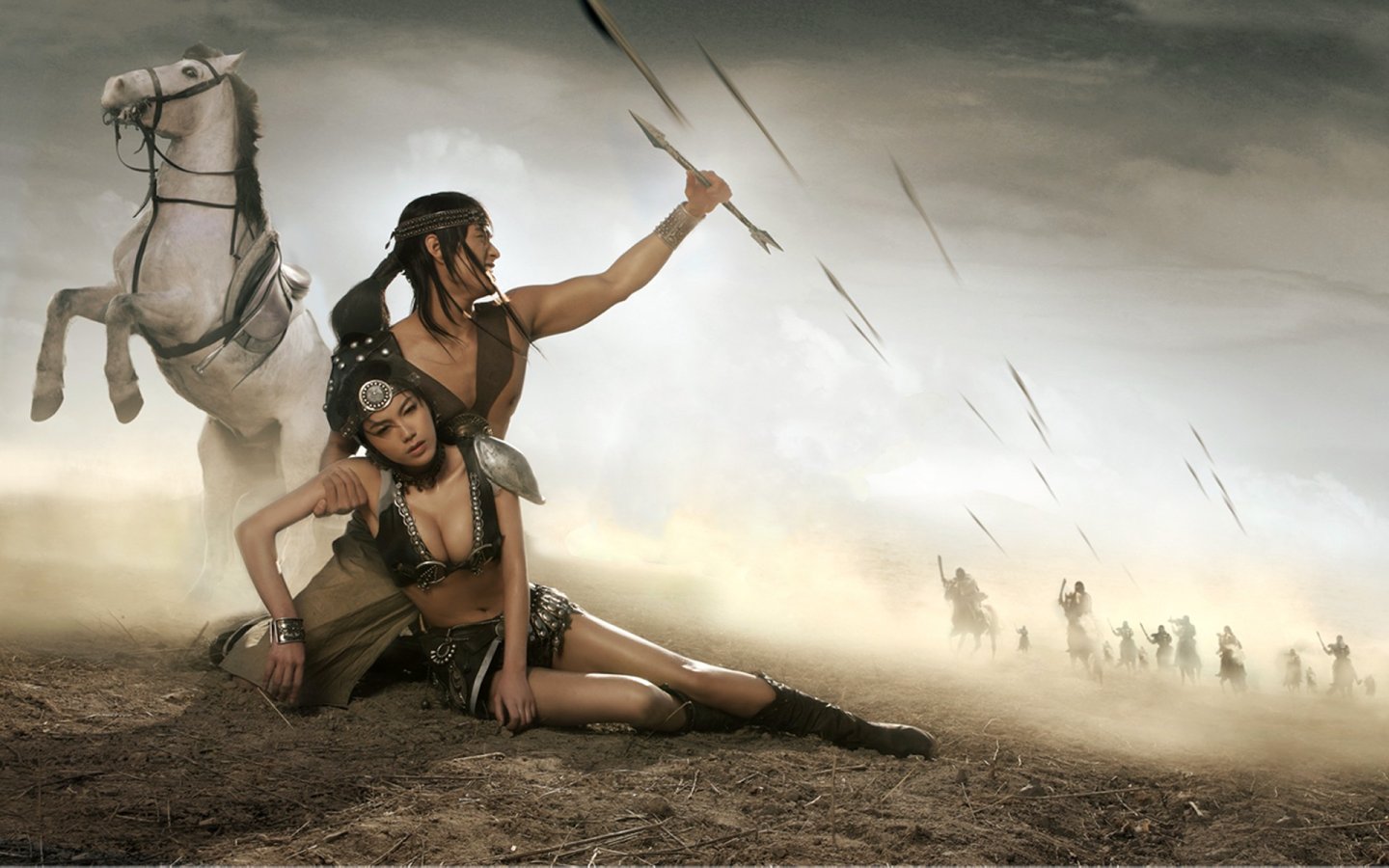 arrows, Horse, Asian, Chase, Cosplay Wallpaper
