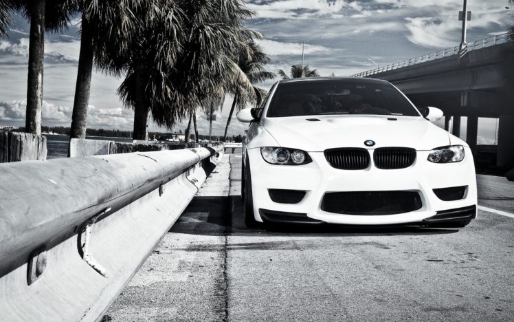 white, Cars, Palm, Trees, Bmw, M3 HD Wallpaper Desktop Background