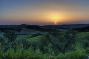 sunset, In, Tuscany