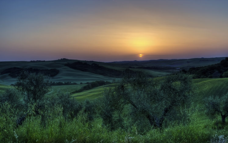 sunset, In, Tuscany HD Wallpaper Desktop Background