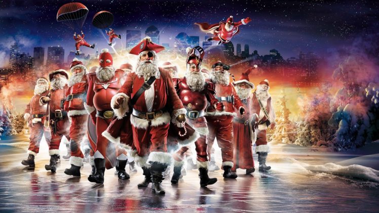 superheroes, Pirates, Funny, Christmas, Parody, Santa, Claus, Digital, Art HD Wallpaper Desktop Background