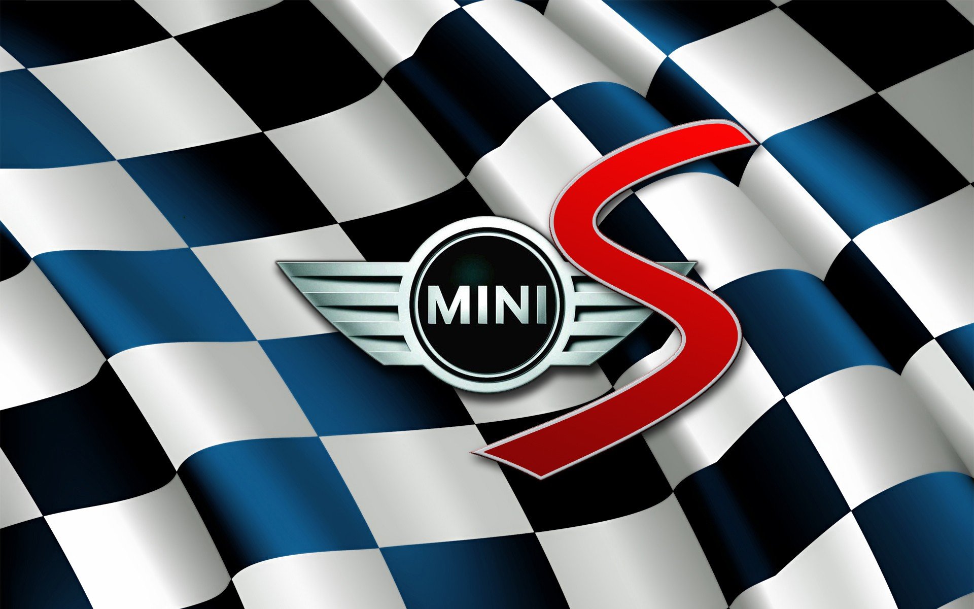 mini, Cooper, Emblems, Logos, Checkers Wallpaper