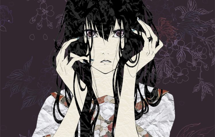 abstract, Patterns, Long, Hair, Artwork, Anime, Girls, Black, Hair HD Wallpaper Desktop Background