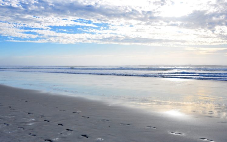 ocean, Clouds, Coast, Sand, Waves, Azure, Sky, Beaches HD Wallpaper Desktop Background