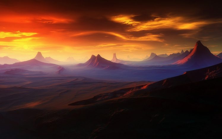 landscapes, Deserts, Digital, Art HD Wallpaper Desktop Background
