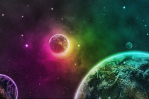 green, Outer, Space, Planets, Purple, Earth