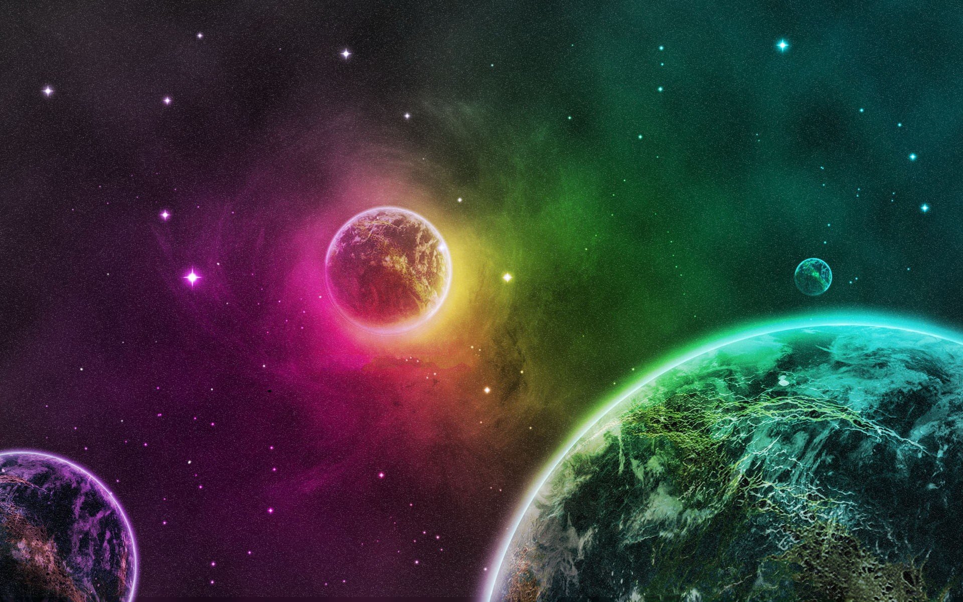 green, Outer, Space, Planets, Purple, Earth Wallpaper