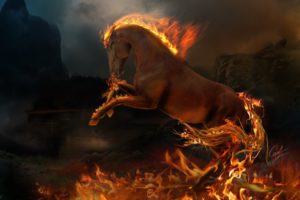 fire, Horses, Photo, Manipulation