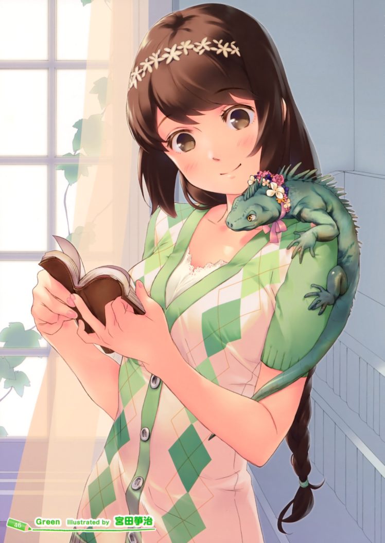 flowers, Lizards, Anime, Girls HD Wallpaper Desktop Background