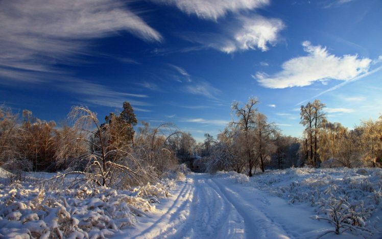 snow, Roads, Snow, Landscapes HD Wallpaper Desktop Background
