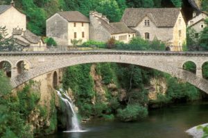 houses, France, Bridges, Waterfalls