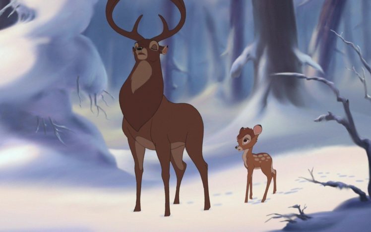 deer, Bambi, Walt, Disney, Snow, Landscapes HD Wallpaper Desktop Background