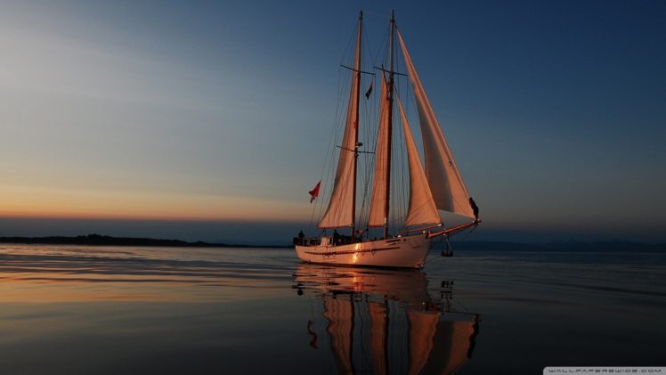 sunset, Nature, Boats, Sea HD Wallpaper Desktop Background