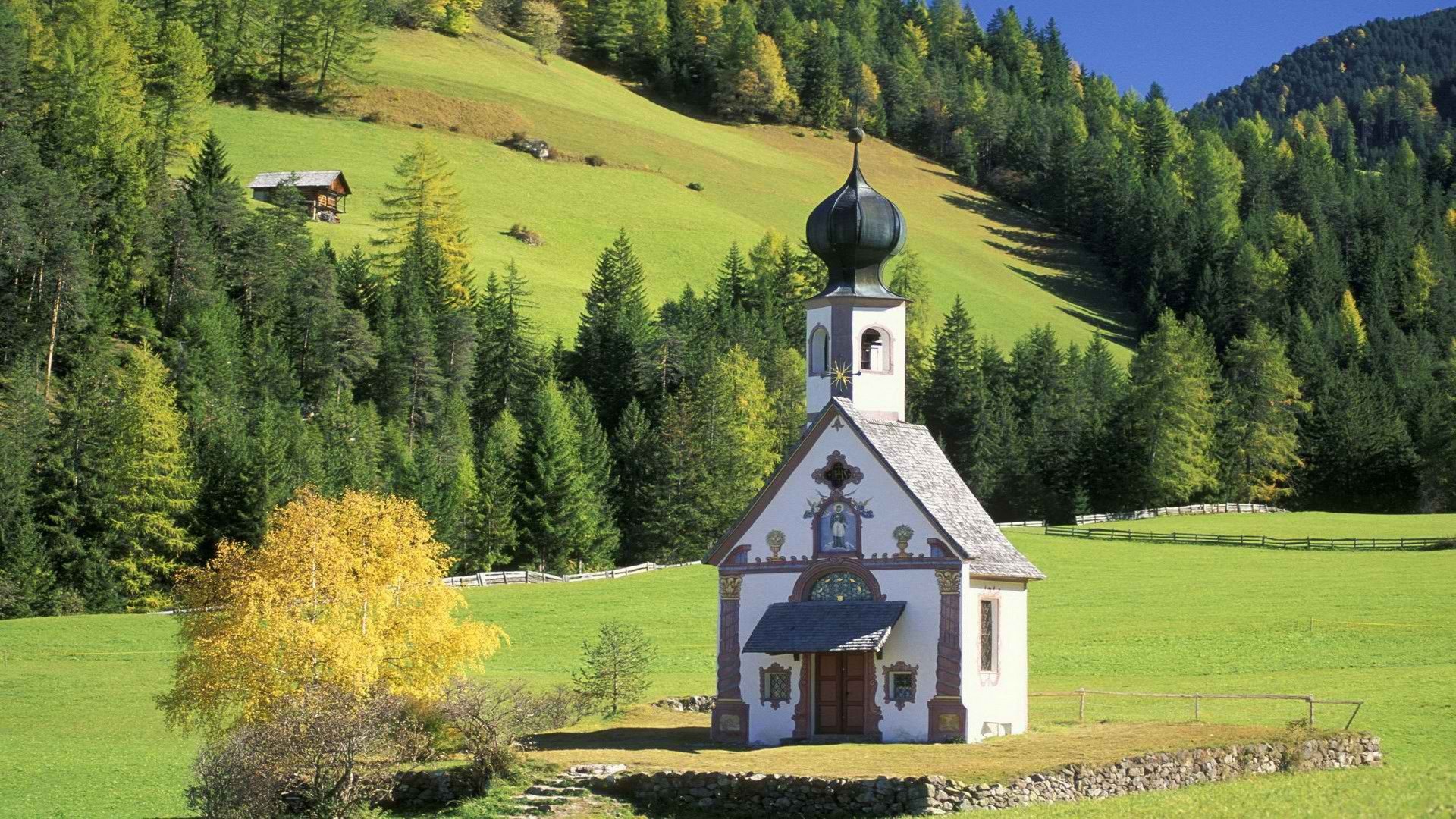 churches, Italy, Sud tirol, Val, Di, Funes, San, Giovanni, In, Ranui Wallpaper