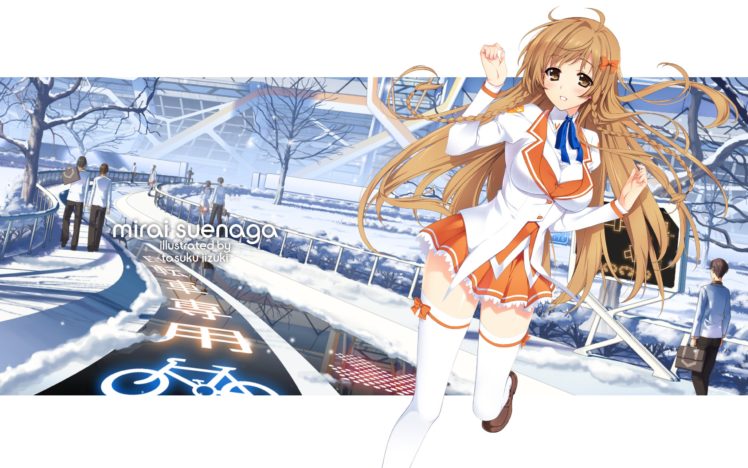 brown, Eyes, Seifuku, Anime, Braids, Anime, Girls, Culture, Japan, Mirai, Suenaga HD Wallpaper Desktop Background