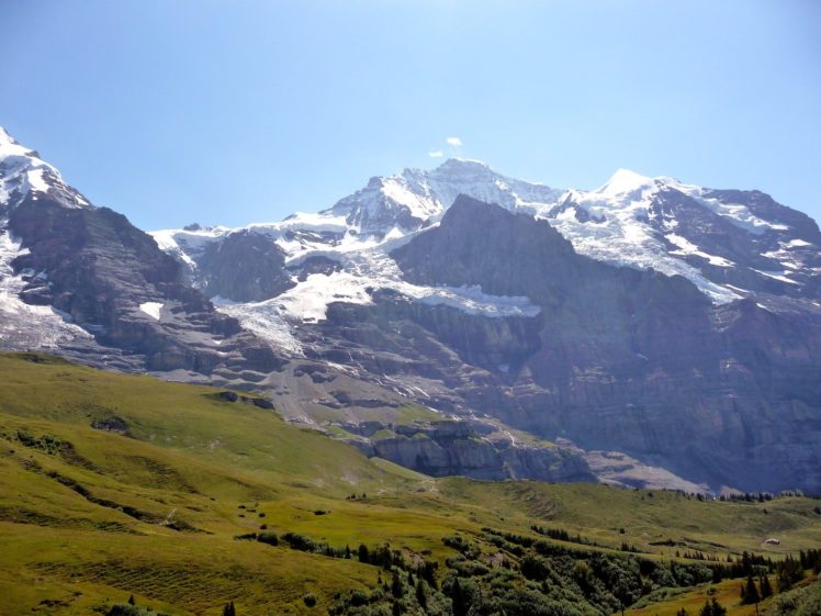 mountains, Landscapes, Nature, Snow, Grass, Meadows, Outdoors, Alps HD Wallpaper Desktop Background