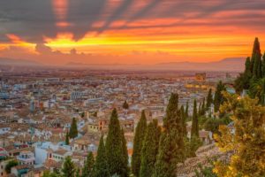 sunset, Nature, Trees, Cityscapes, Spain