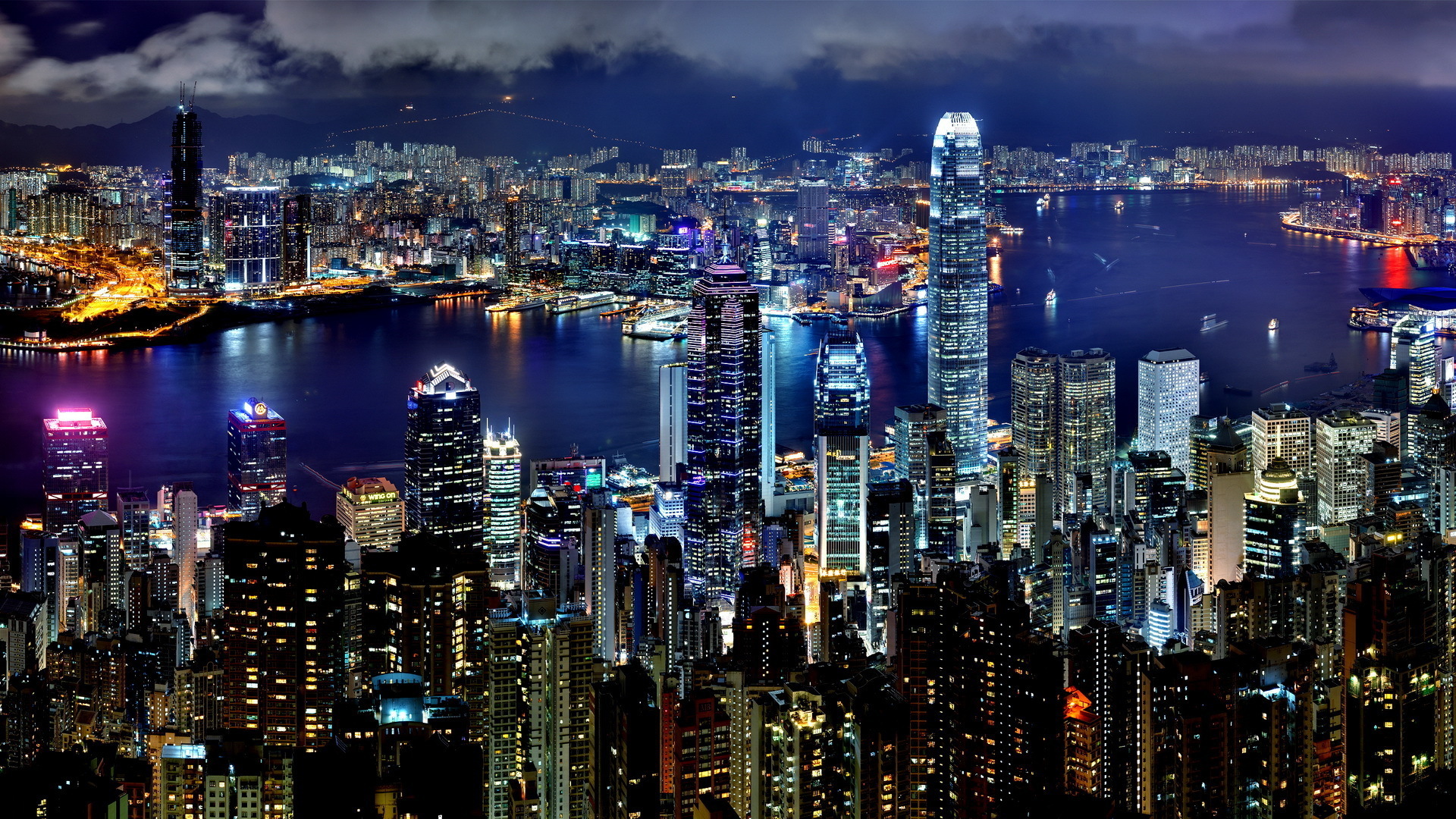 hong kong, Hong, Kong, Cities, Architecture, Buildings, Hdr, Night, Lights Wallpaper