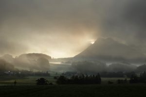 sunrise, Mountains, Landscapes, Fields, Fog, Terrain
