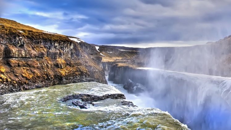 water, Iceland, Gullfoss, Falling HD Wallpaper Desktop Background