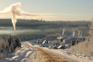 landscapes, Nature, Winter, Snow, Trees, Cityscapes, Smoke, Towns, Roads