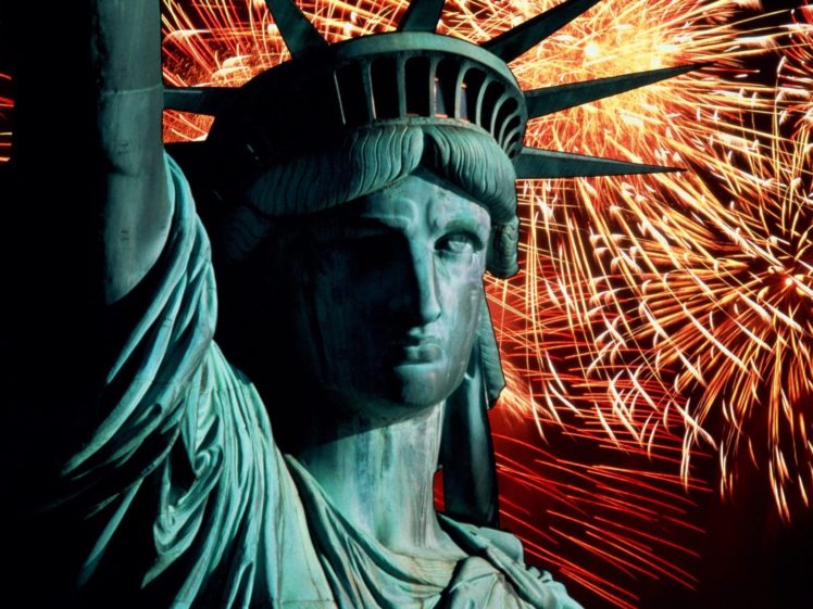 fireworks, Statue, Of, Liberty HD Wallpaper Desktop Background