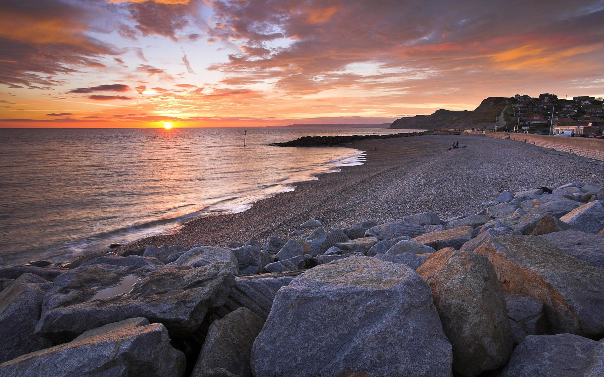 sunset, Nature, Sea, Beaches Wallpaper