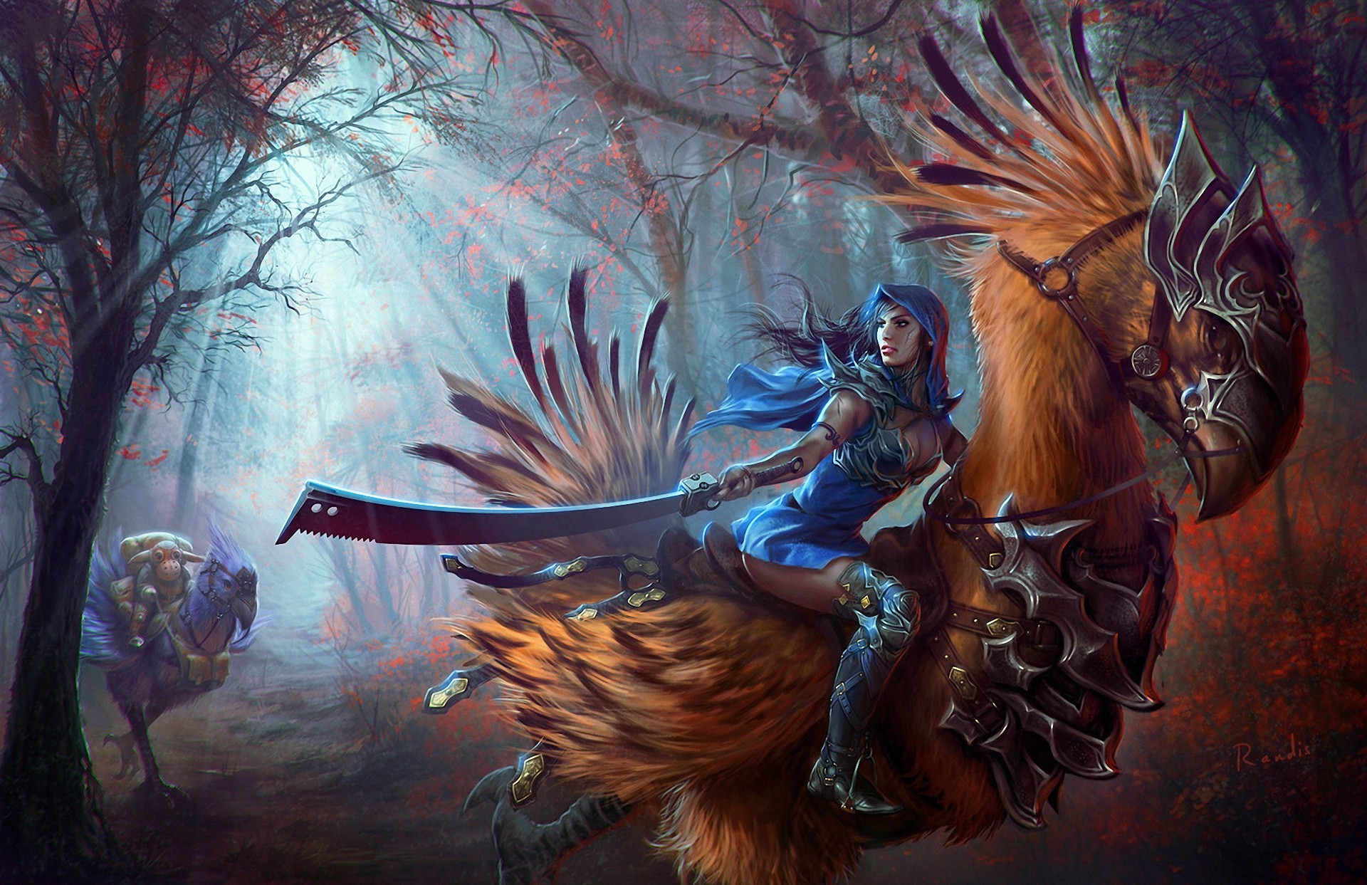 games, Video games, Fantasy, Forest, Trees, Action, Adventure, Creatures, Monsters, Weapons, Sword, Women, Girls Wallpaper