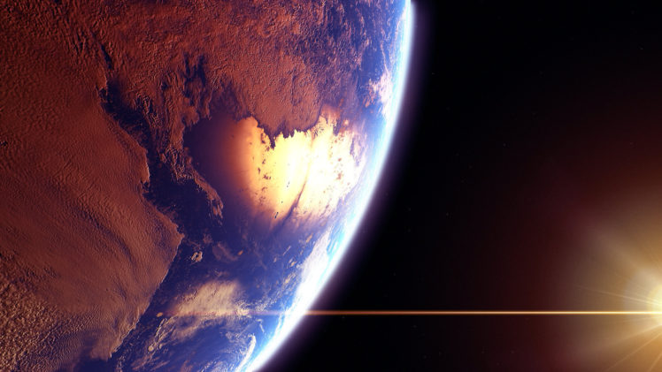 space, Planets, Earth, Sun, Sci fi, Landscapes, Reflection, Oceans HD Wallpaper Desktop Background