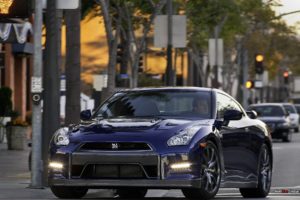 blue, Cityscapes, Cars, Nissan, Dark, Blue, Nissan, Skyline, Gt r, Nissan, Gt r, R35, Front, Angle, View