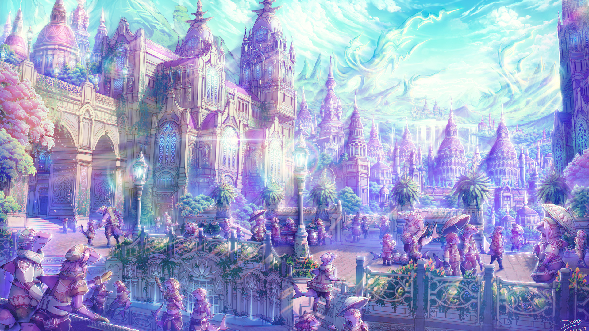 anime, Artistic, Cities, Fantasy, Soft, Castles, Landscapes, Places, Magical Wallpaper
