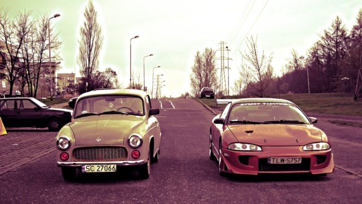 streets, Cars, Polish, Poland, Roads, Tuning, Mitsubishi, Eclipse, Polonez, Syrena, Polonez, Caro HD Wallpaper Desktop Background