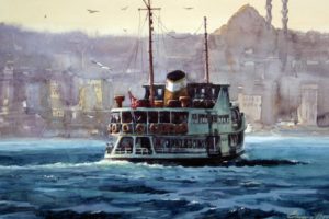 cityscapes, Turkey, Artwork, Turkish, Istanbul, Cities, Steamship, Paintwork