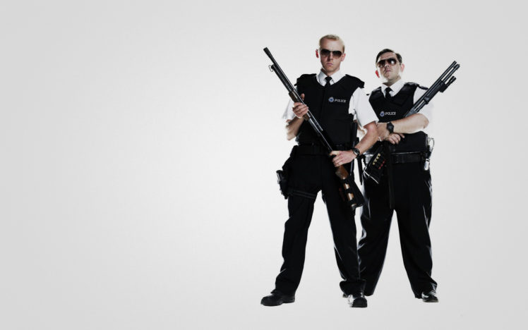 hot fuzz, Fuzz, Movies, People, Weapons, Guns, Humor, Funny, Zombies HD Wallpaper Desktop Background