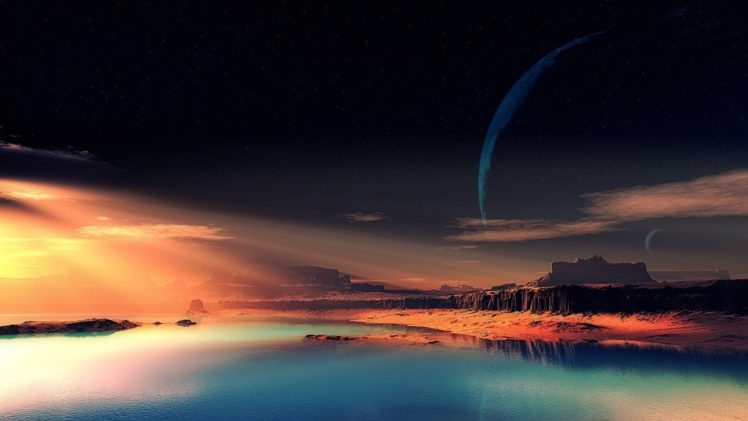 oceanscape, Sunset, Sunbeam, Hd HD Wallpaper Desktop Background