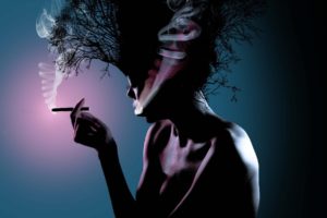 women, Smoking, Trees