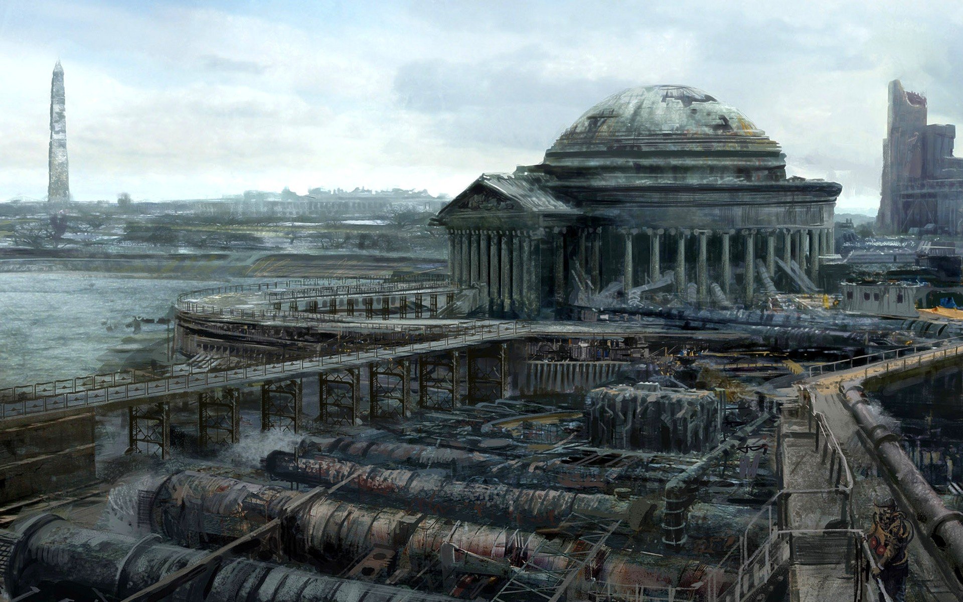 Разрушенные цивилизации. Руины Вашингтона фоллаут 3. Фоллаут 3 Вашингтон. Фоллаут 3 руины города. Fallout 3 город.
