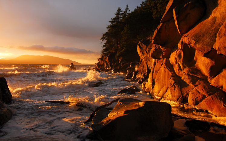 landscapes, Seascapes, Nature, Ocean, Sea, Waves, Sunset, Sunrise, Ckiff, Scenic HD Wallpaper Desktop Background