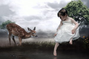 fantasy, Cg, Digital art, Manipulations, Photography, Artistic, Cute, Girls, Children, Deer, Animals, Babies