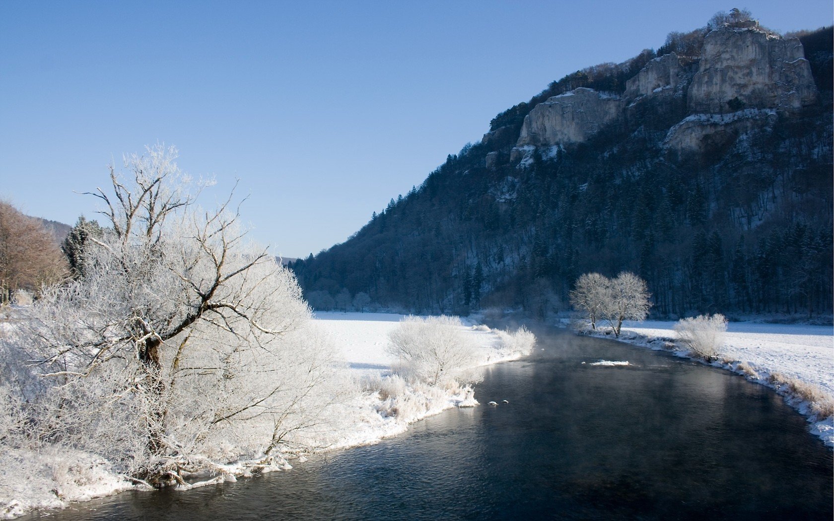 winter, Rivers Wallpaper