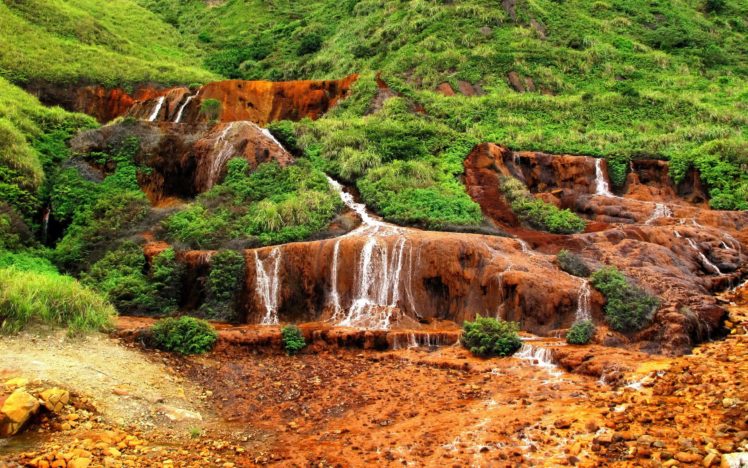 water, Nature, Grass, Taiwan, Waterfalls HD Wallpaper Desktop Background